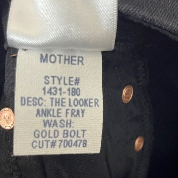 MOTHER The Looker Skinny Jeans Women’s Size 24 Gold Bolt Raw Hem Cropped - Picture 12 of 16